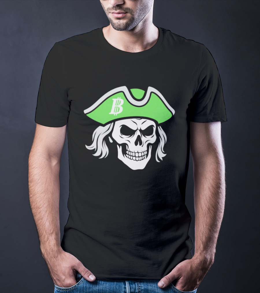Pennsylvania Benjamins Skull With Pirate Hat Featuring Bitcoin T-Shirt