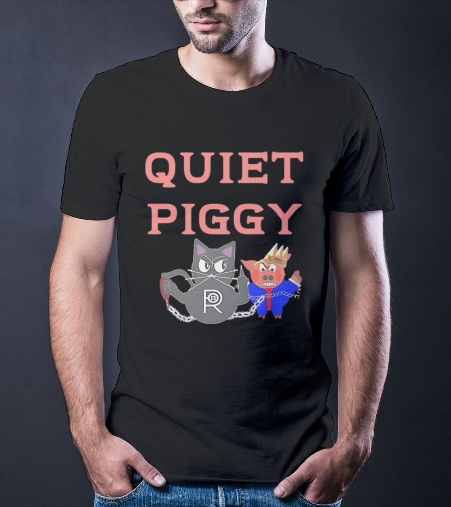 Quiet Piggy Cat Icon With Crowned Pig T-Shirt