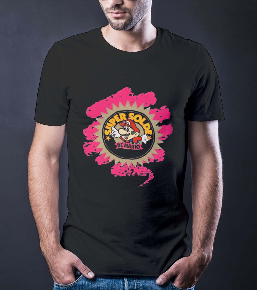 Super Solde De Mario Retro Emblem Burst T-Shirt