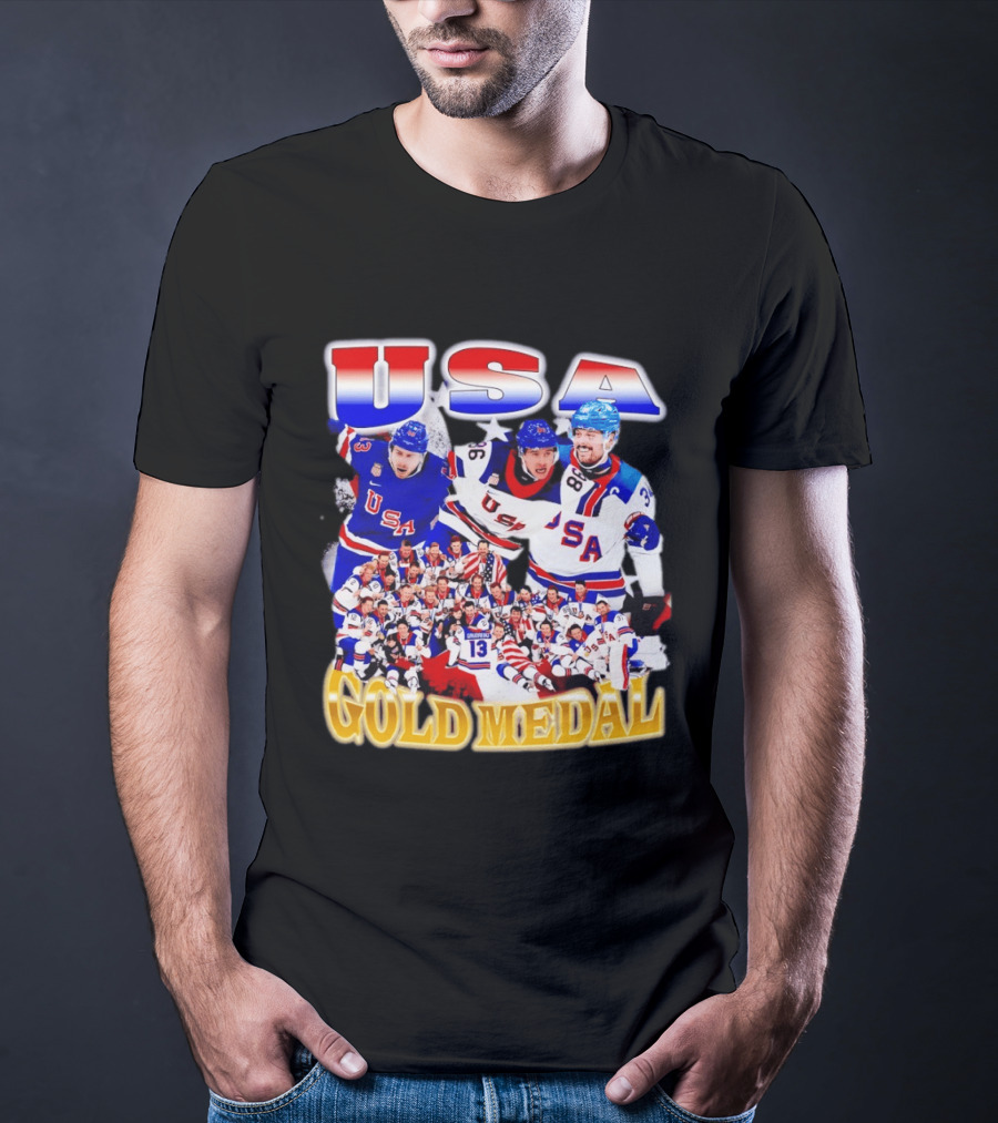 USA Gold Medal Team Vintage Bootleg Throwback T-Shirt