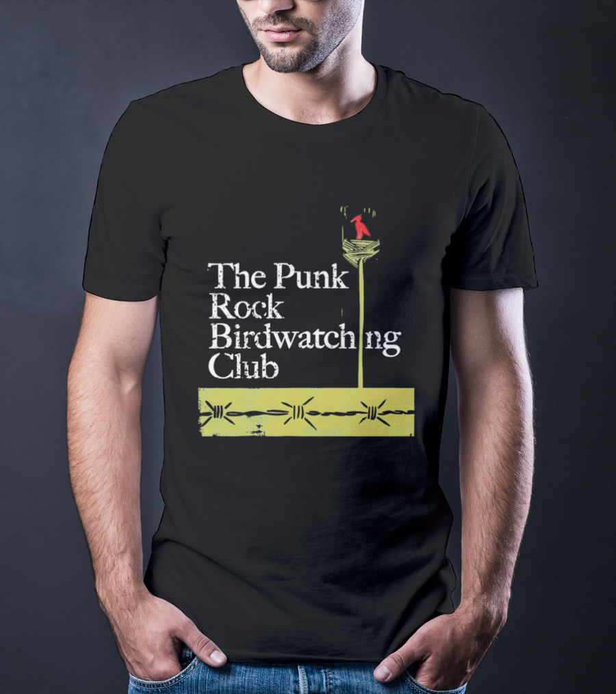 The Punk Rock Bird Ing Club Red Bird Perched On Column T-Shirt