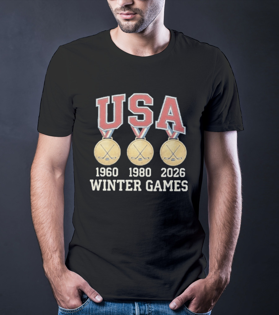 USA Hockey Winter Games Gold Medals 1960 1980 2026 T-Shirt