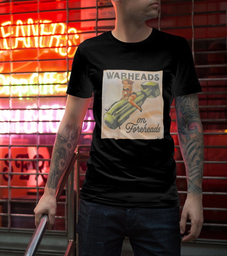 Warheads On Foreheads Retro Pin Up Style Bomb Art WWII Aesthetic T-Shirt