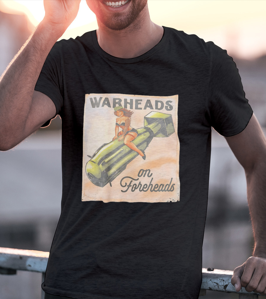 Warheads On Foreheads Retro Pin Up Style Bomb Art WWII Aesthetic T-Shirt