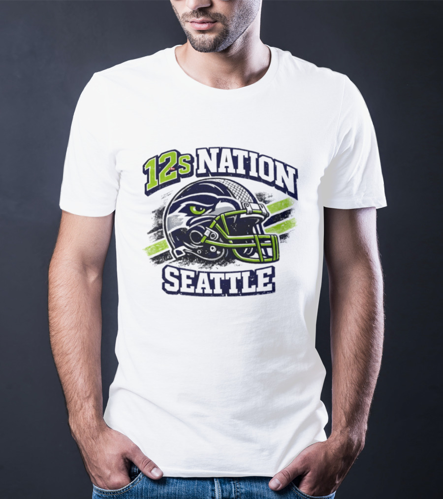 12s Nation Seattle Football Helmet Seahawks T-Shirt