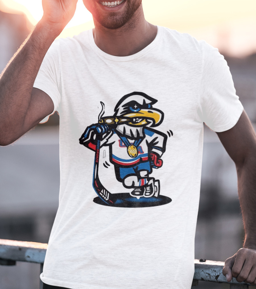 Eagle Die Cut USA Olympic Gold Medal Hockey 2026 Icon Sports T-Shirt