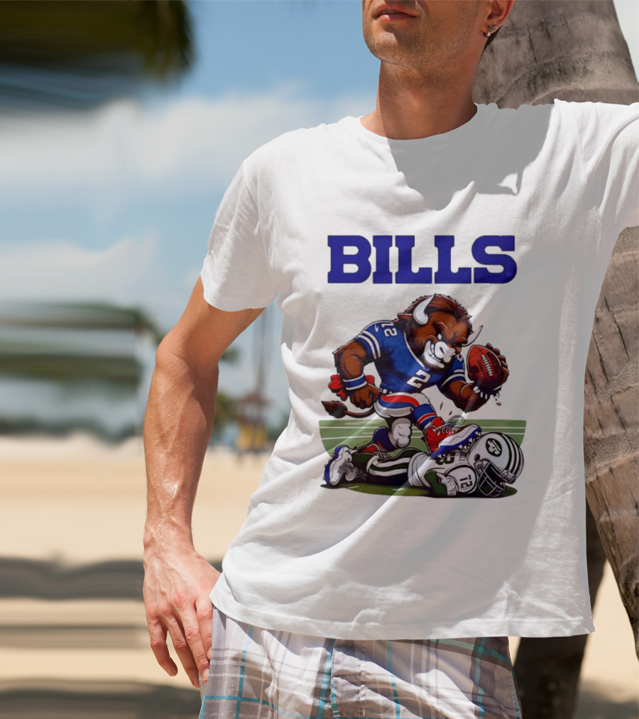 Buffalo Bills Dominating New York Jets Rivalry NFL Mascot Showdown T-Shirt