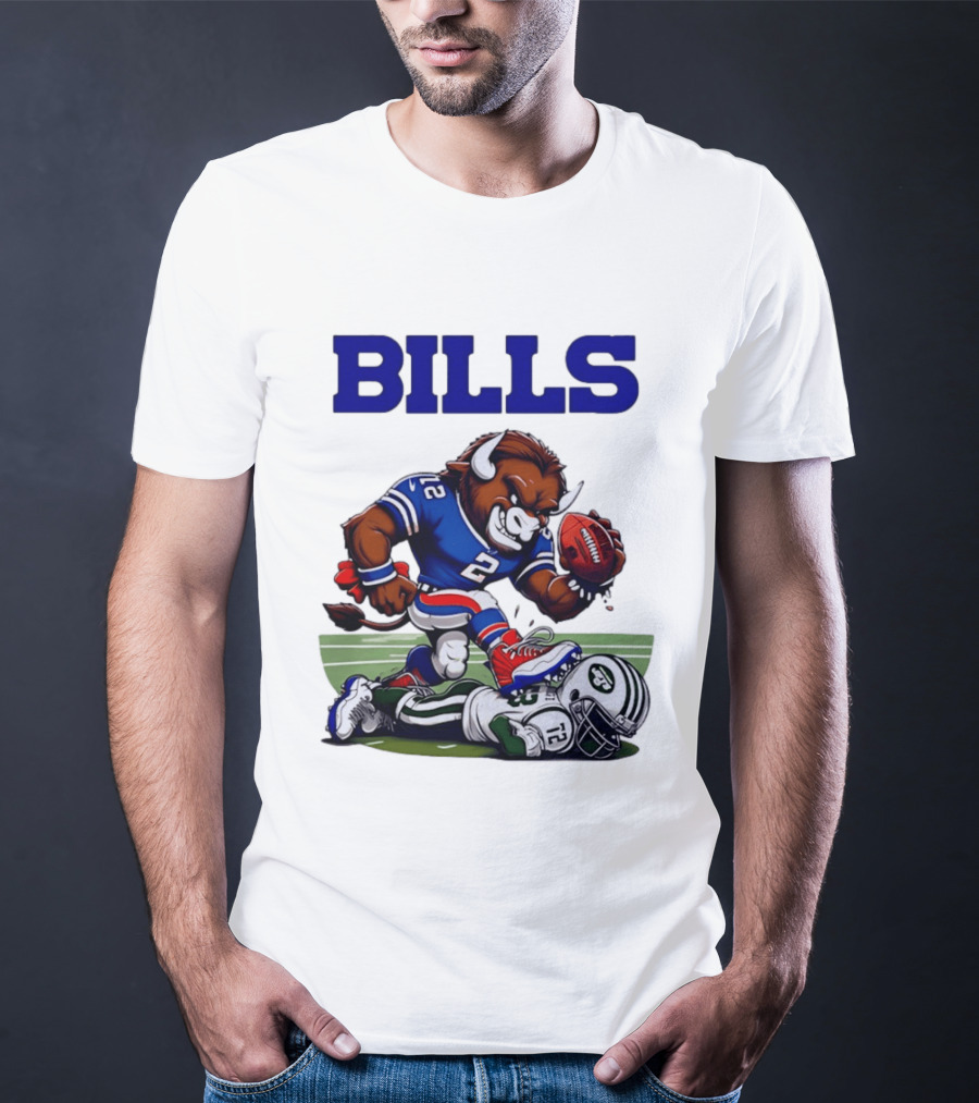 Buffalo Bills Dominating New York Jets Rivalry NFL Mascot Showdown T-Shirt