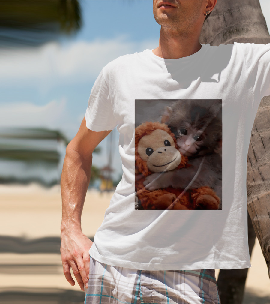 I Love Punch Monkey Hugging Stuffed Monkey T-Shirt