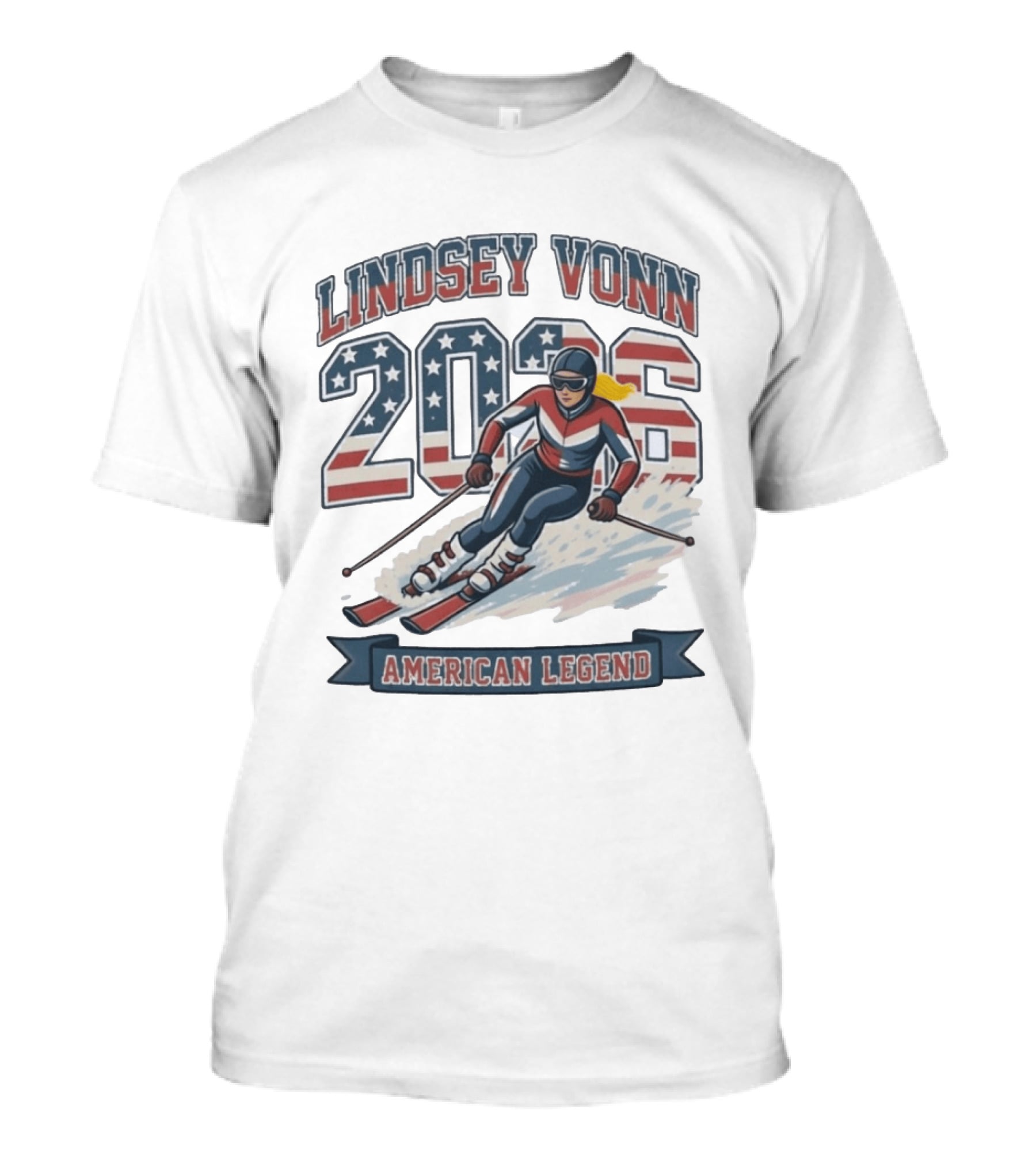 Lindsey Vonn 2026 American Legend Winter USA Skiing T-Shirt