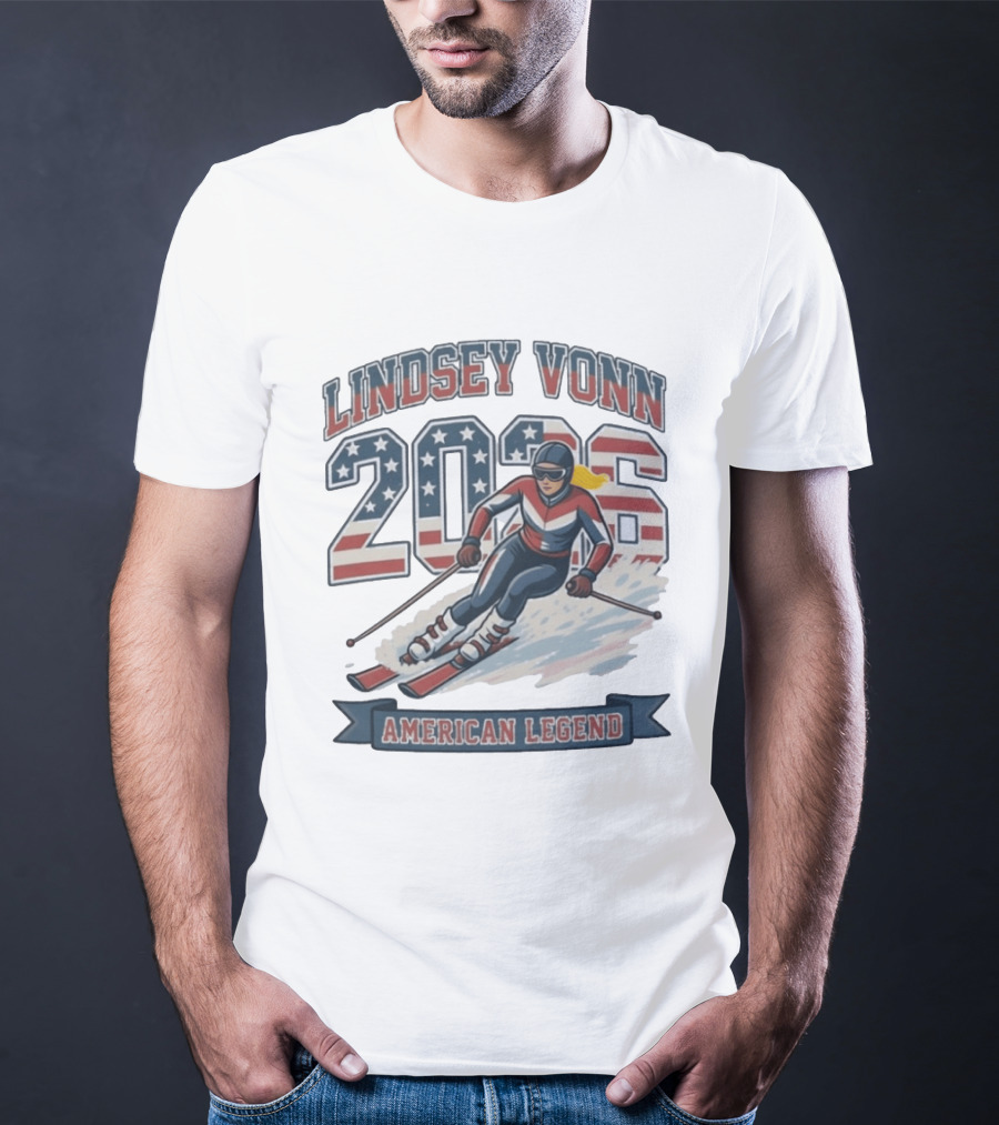 Lindsey Vonn 2026 American Legend Winter USA Skiing T-Shirt