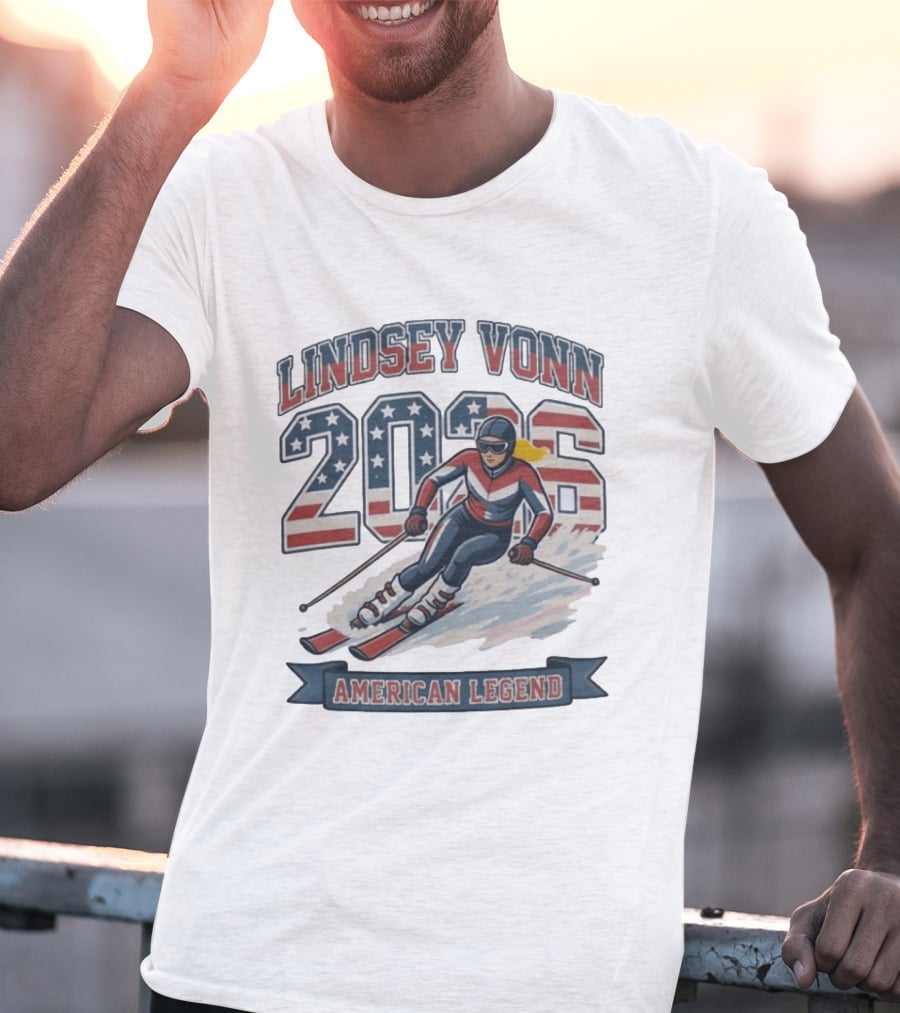 Lindsey Vonn 2026 American Legend Winter USA Skiing T-Shirt