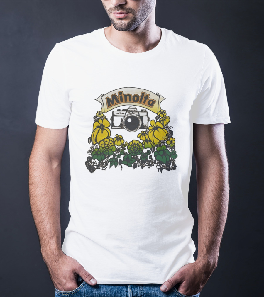 Minolta SRT 70s Vintage Floral Camera Promo T-Shirt