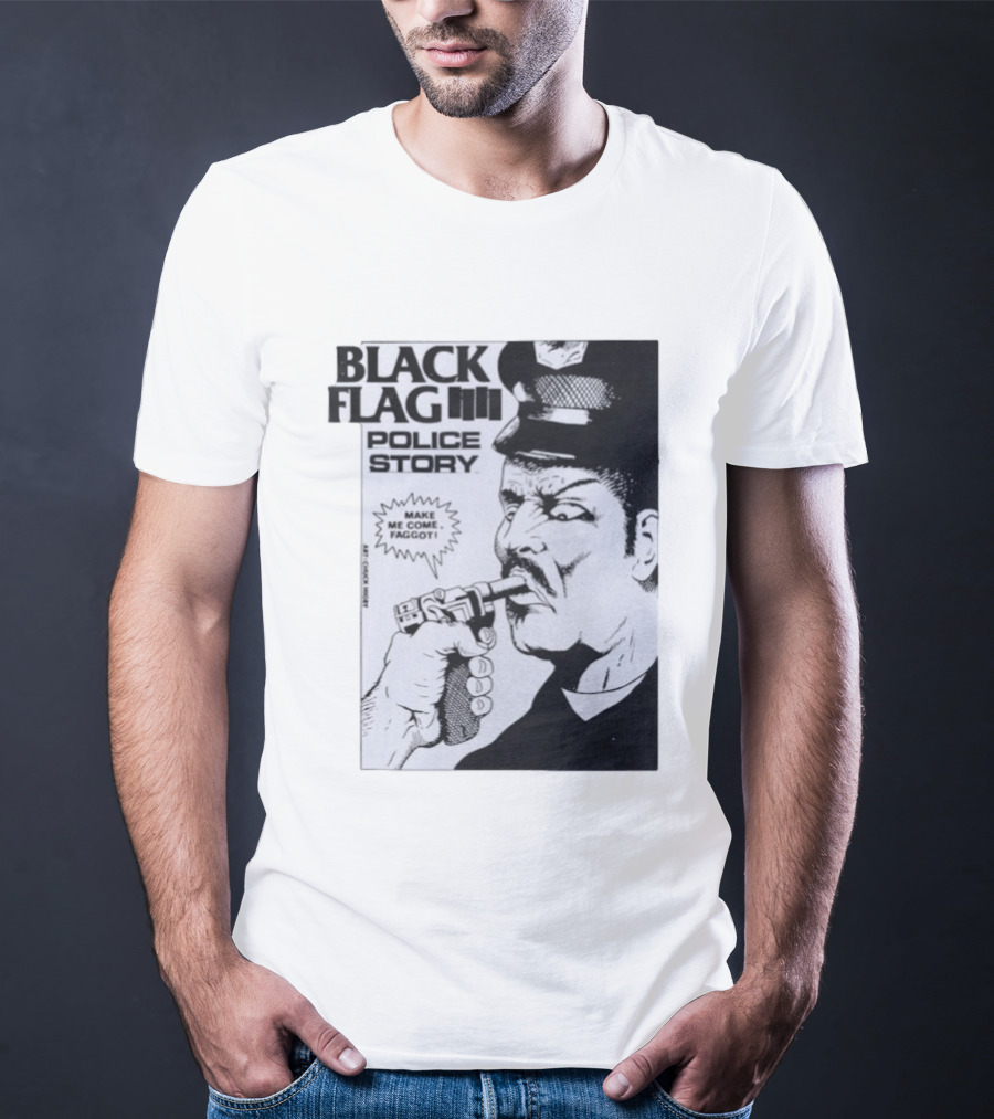 Black Flag Police Story Make Me Come OKC's Finest Raymond Pettibon Two Eagles Keepsake T-Shirt