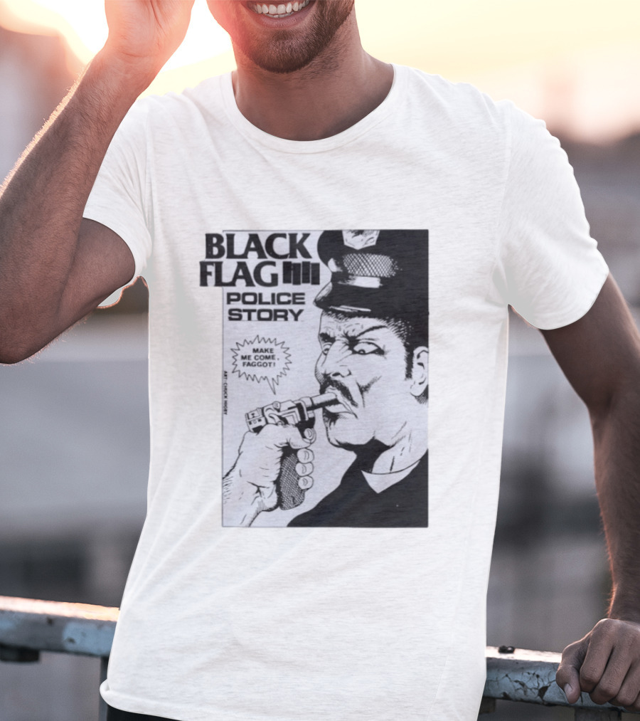 Black Flag Police Story Make Me Come OKC's Finest Raymond Pettibon Two Eagles Keepsake T-Shirt