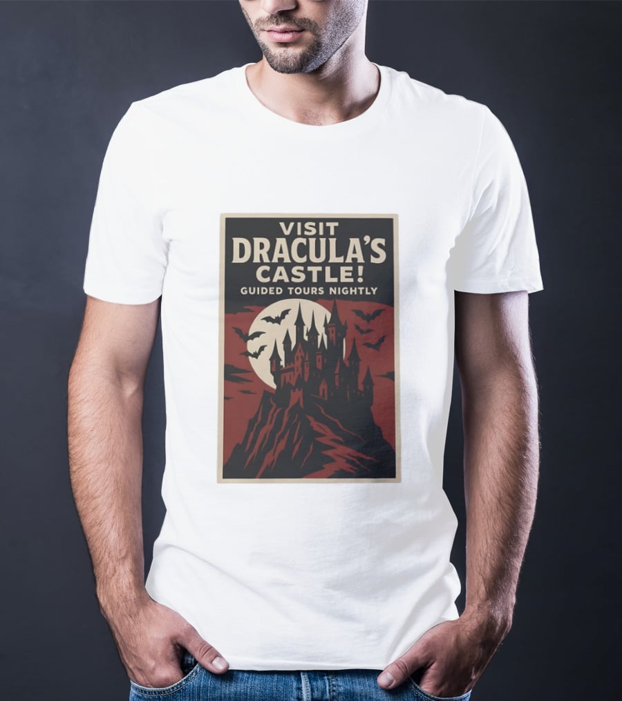 Visit Dracula's Castle Guided Tours Nightly Bats Moon Gothic Twilight T-Shirt