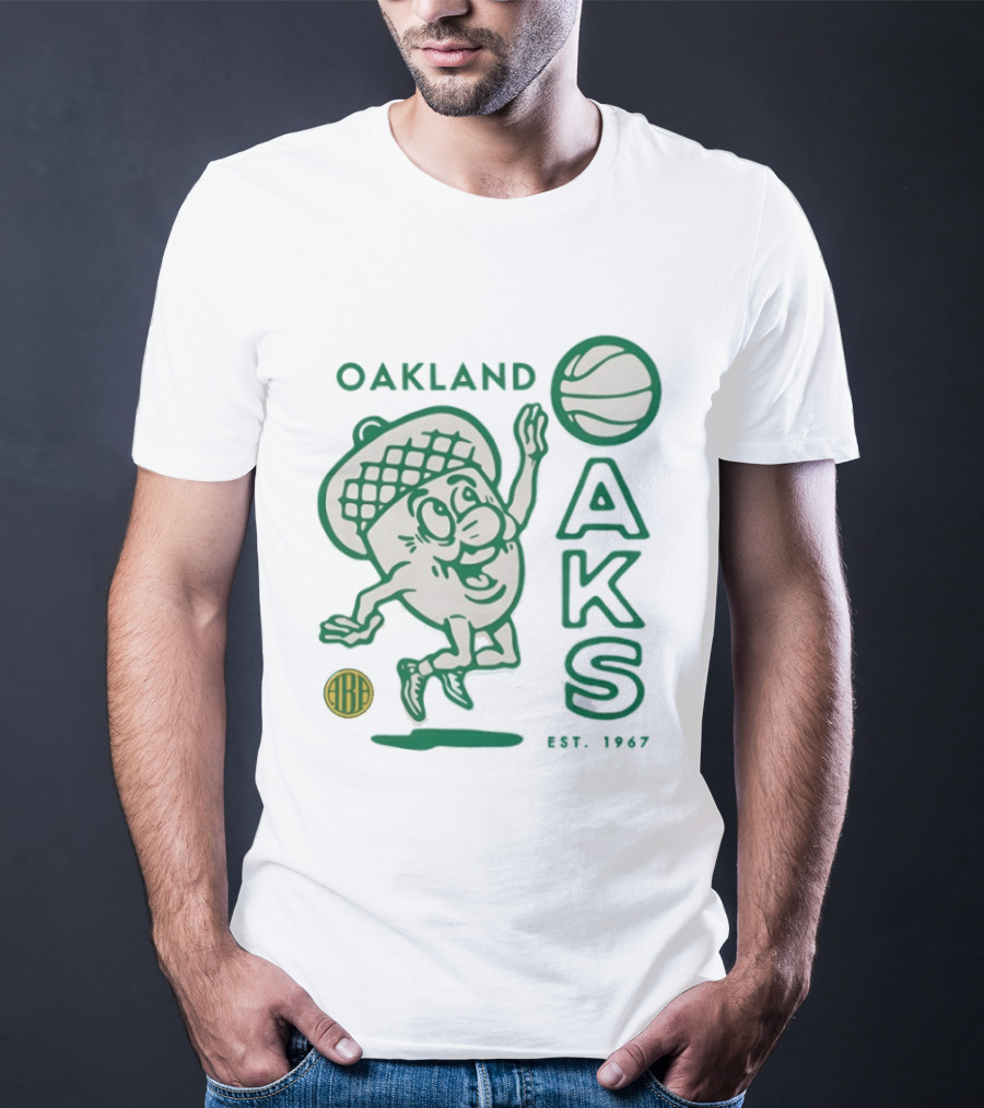 Oakland Oaks ABA 1967 Basketball Cartoon Acorn T-Shirt
