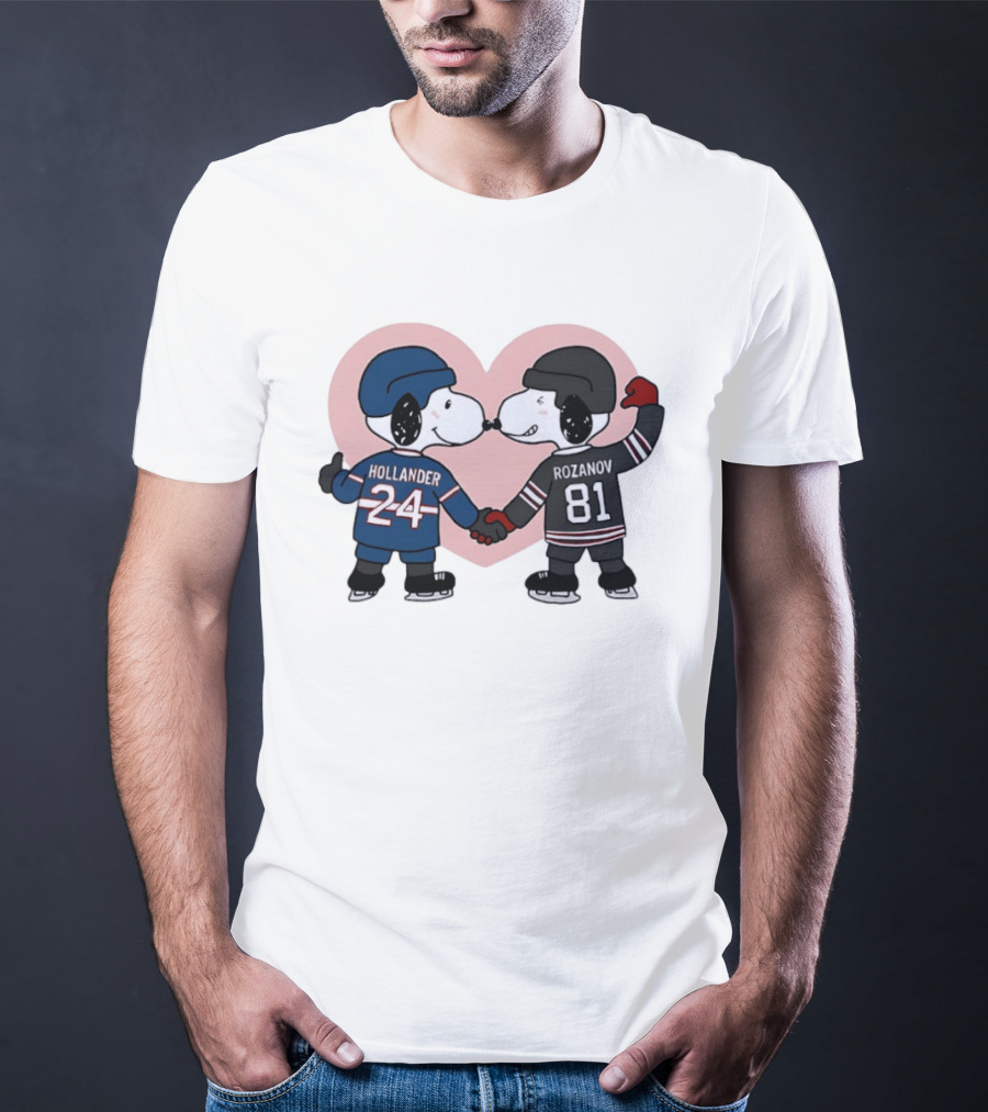 Snoopy Hockey Romance With Ilya Rozanov And Shane Hollander T-Shirt