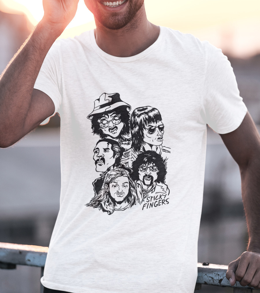 Sticky Fingers Band Member Caricature T-Shirt