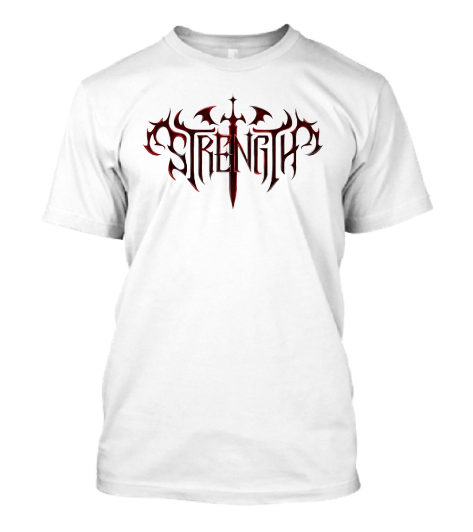 Strength SMP Sword Bat Wings Red Gothic T-Shirt