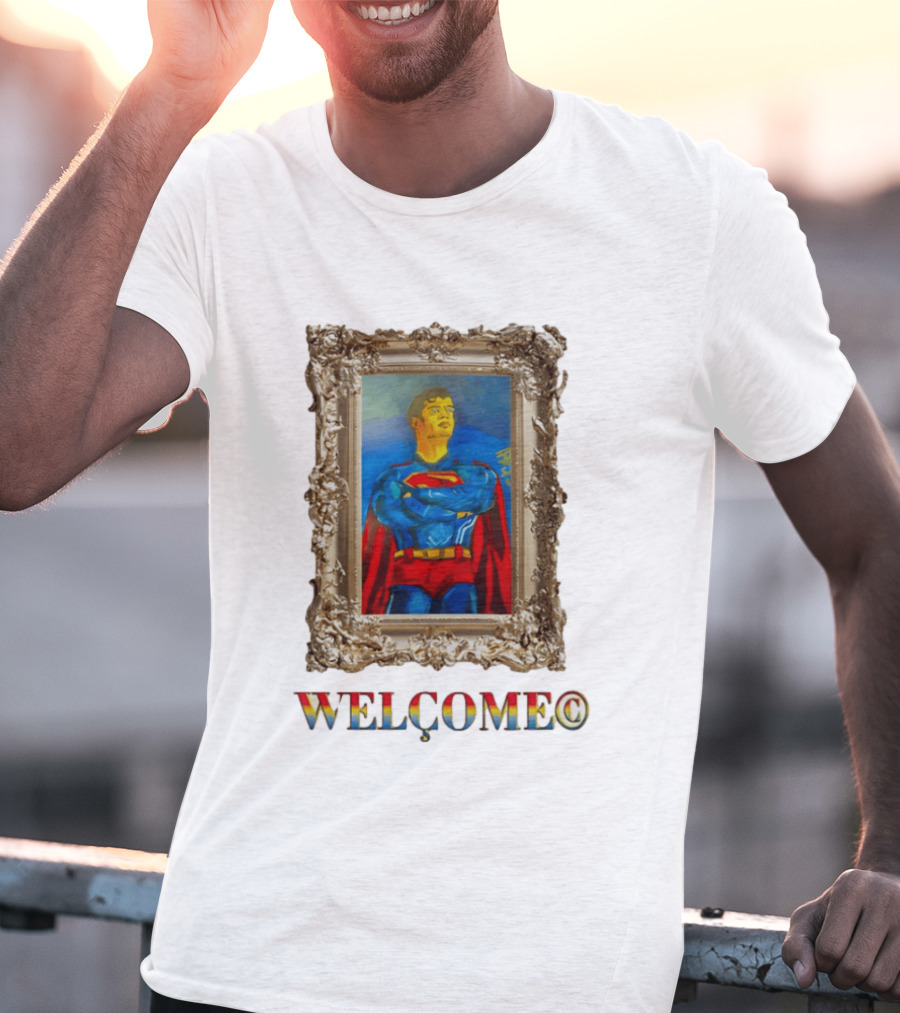 Superpunk Welcome Superman Iconic Gold Frame T-Shirt