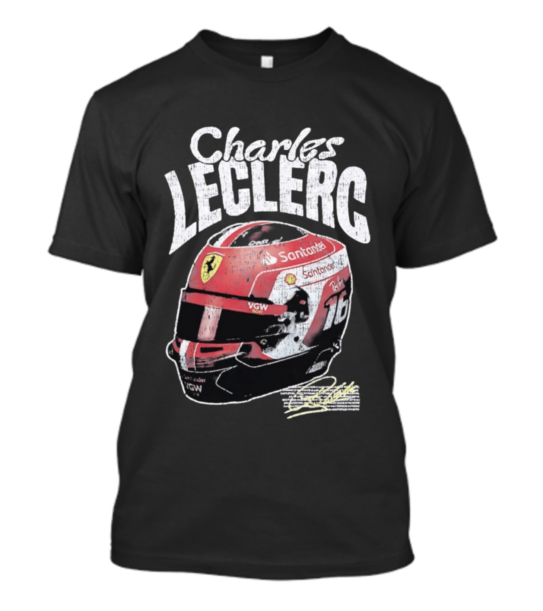 Charles Leclerc Ferrari Helmet VGW Santander 16 F1 Racing T-Shirt