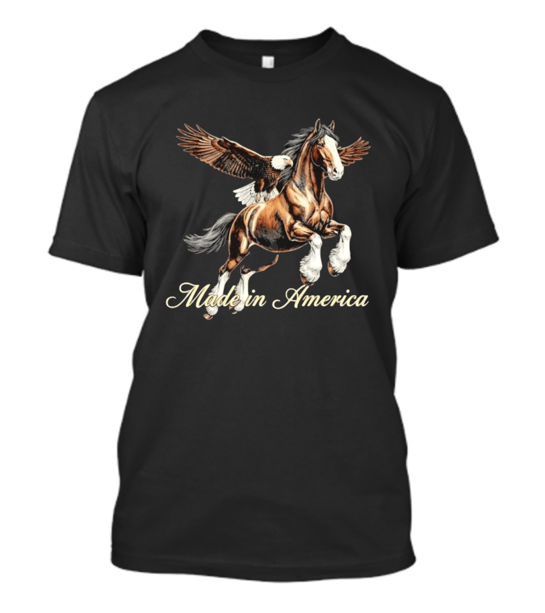 Made In America Bald Eagle And Horse Majestic Symbolism T-Shirt