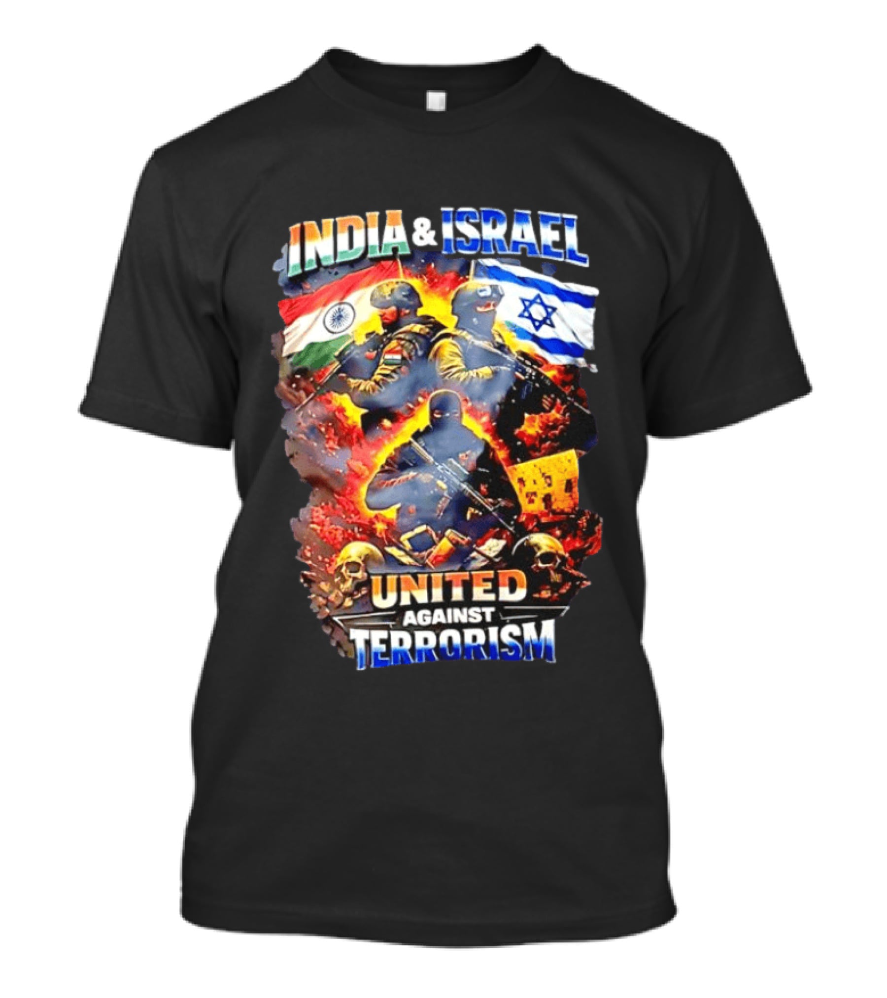 India And Israel Flags United Against Terrorism T-Shirt