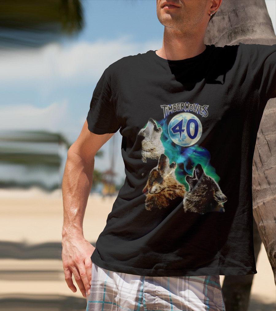 Minnesota Timberwolves 40 Wolves Howling At Blue Moon T-Shirt