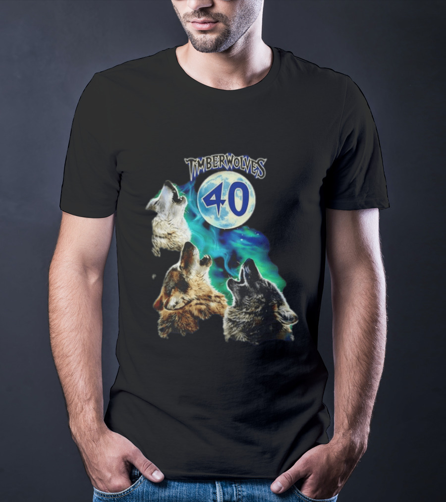 Minnesota Timberwolves 40 Wolves Howling At Blue Moon T-Shirt