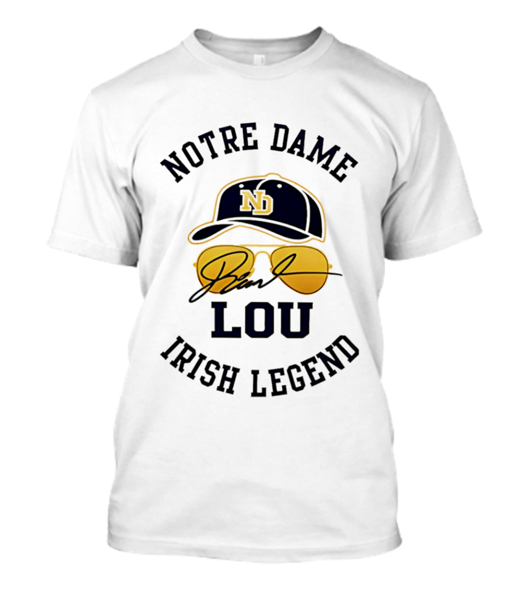 Notre Dame Irish Legend Lou Holtz ND Hat Signature T-Shirt