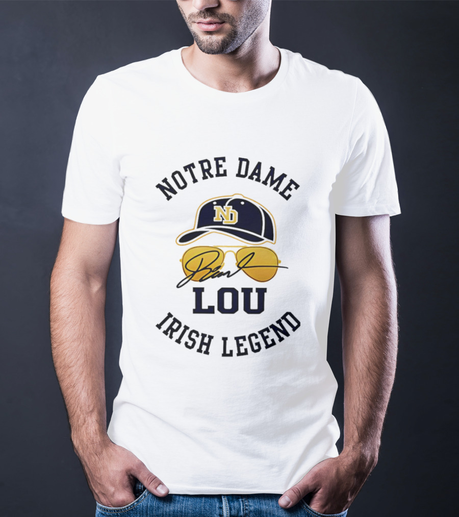 Notre Dame Irish Legend Lou Holtz ND Hat Signature T-Shirt