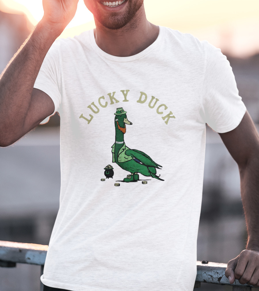 Lucky Duck St Patrick's Day Leprechaun Hat With Irish Coins T-Shirt
