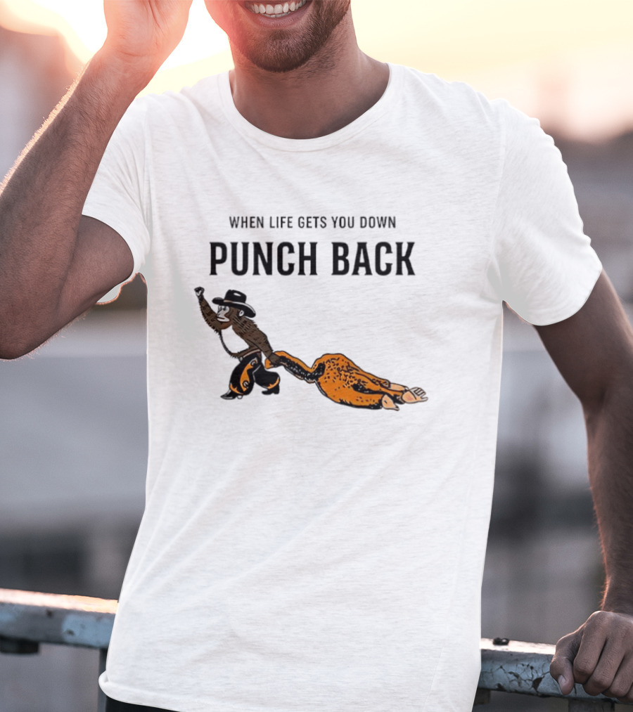 When Life Gets You Down Punch Back Meme Monkey Cowboy T-Shirt