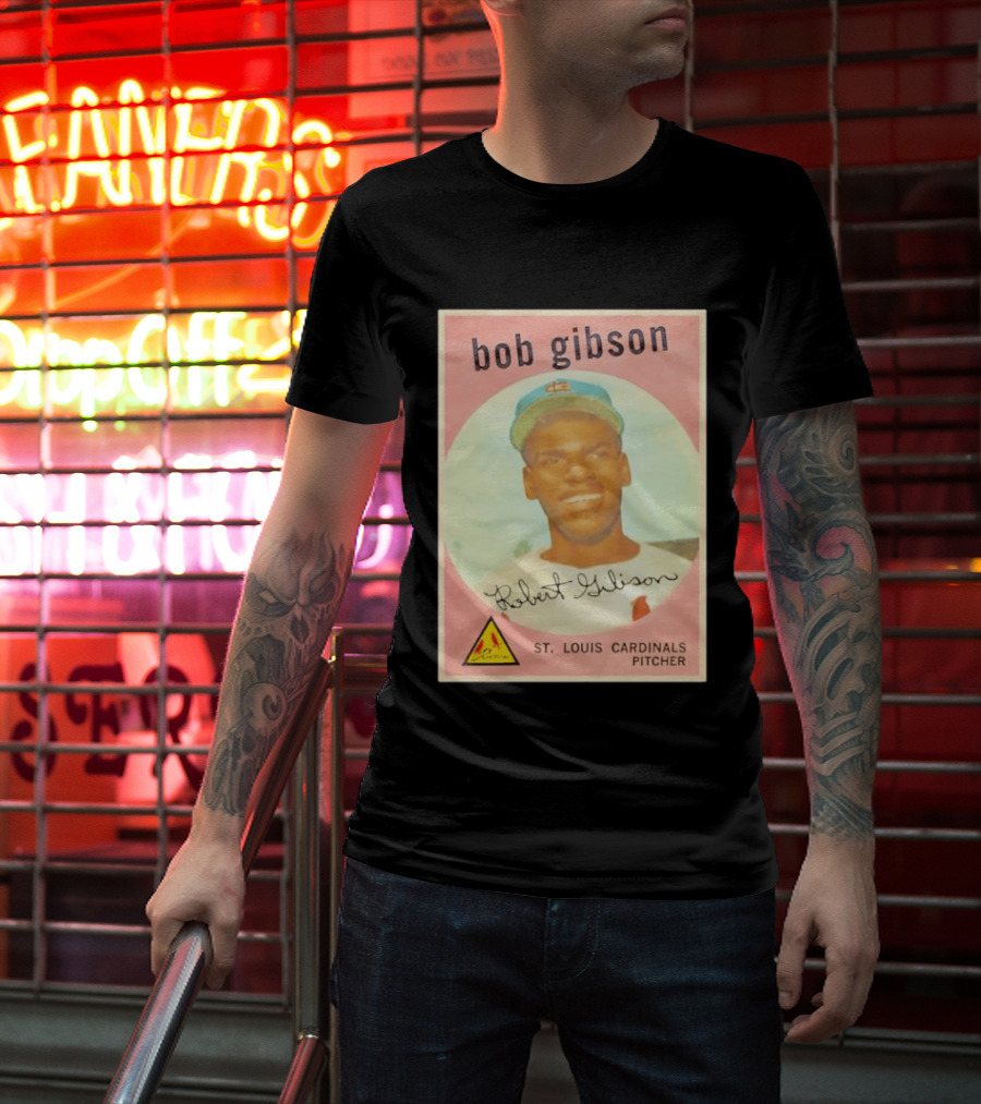 Bob Gibson 1959 St. Louis Cardinals Pitcher Vintage Topps Baseball Card T-Shirt