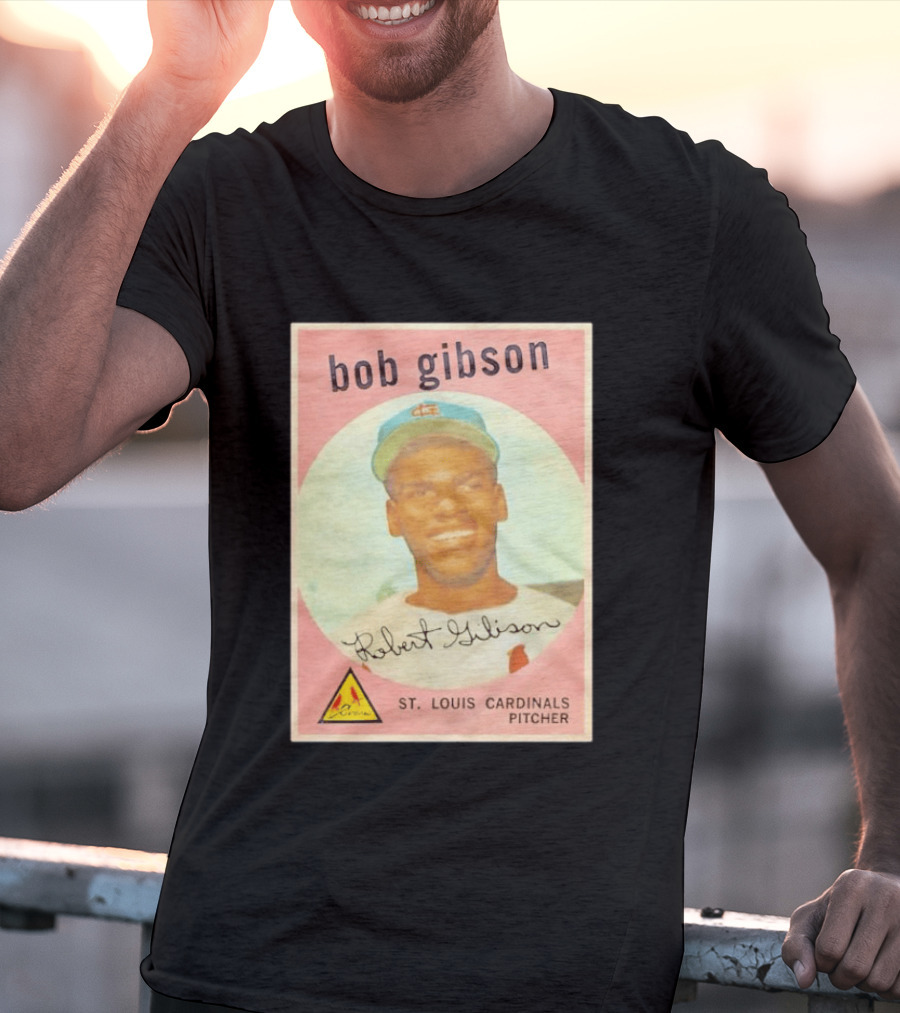Bob Gibson 1959 St. Louis Cardinals Pitcher Vintage Topps Baseball Card T-Shirt