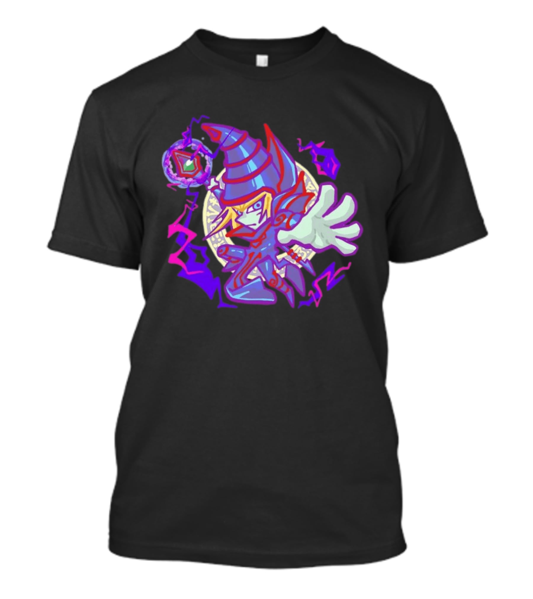 Dark Magician Yu Gi Oh Chibi Style Illustration Mystic Energy Sphere T-Shirt