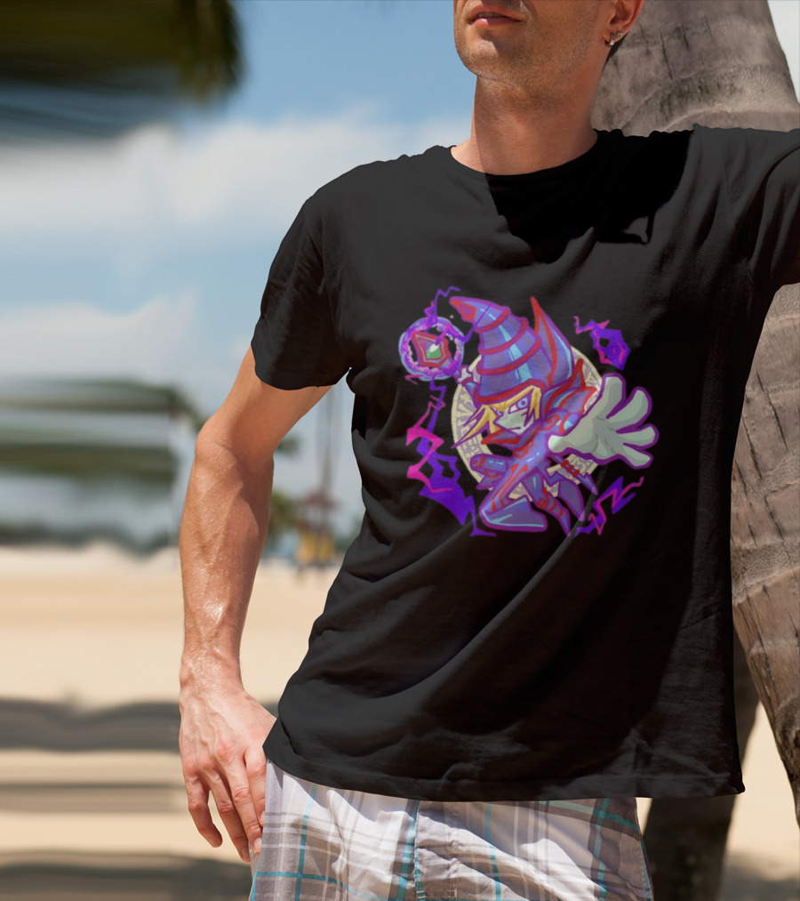 Dark Magician Yu Gi Oh Chibi Style Illustration Mystic Energy Sphere T-Shirt