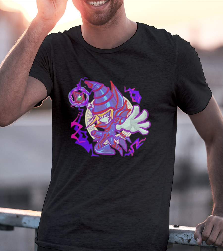 Dark Magician Yu Gi Oh Chibi Style Illustration Mystic Energy Sphere T-Shirt