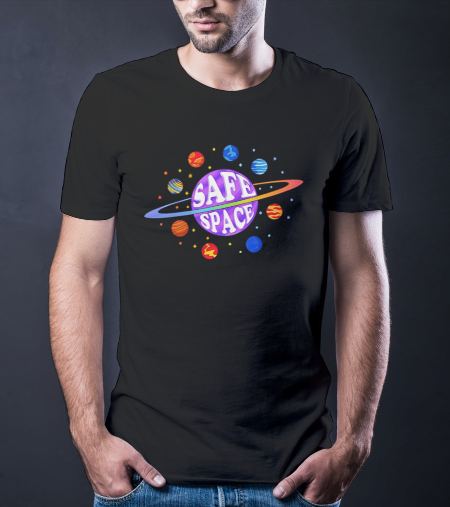 Safe Space Galaxy Colorful Planets Cosmic T-Shirt