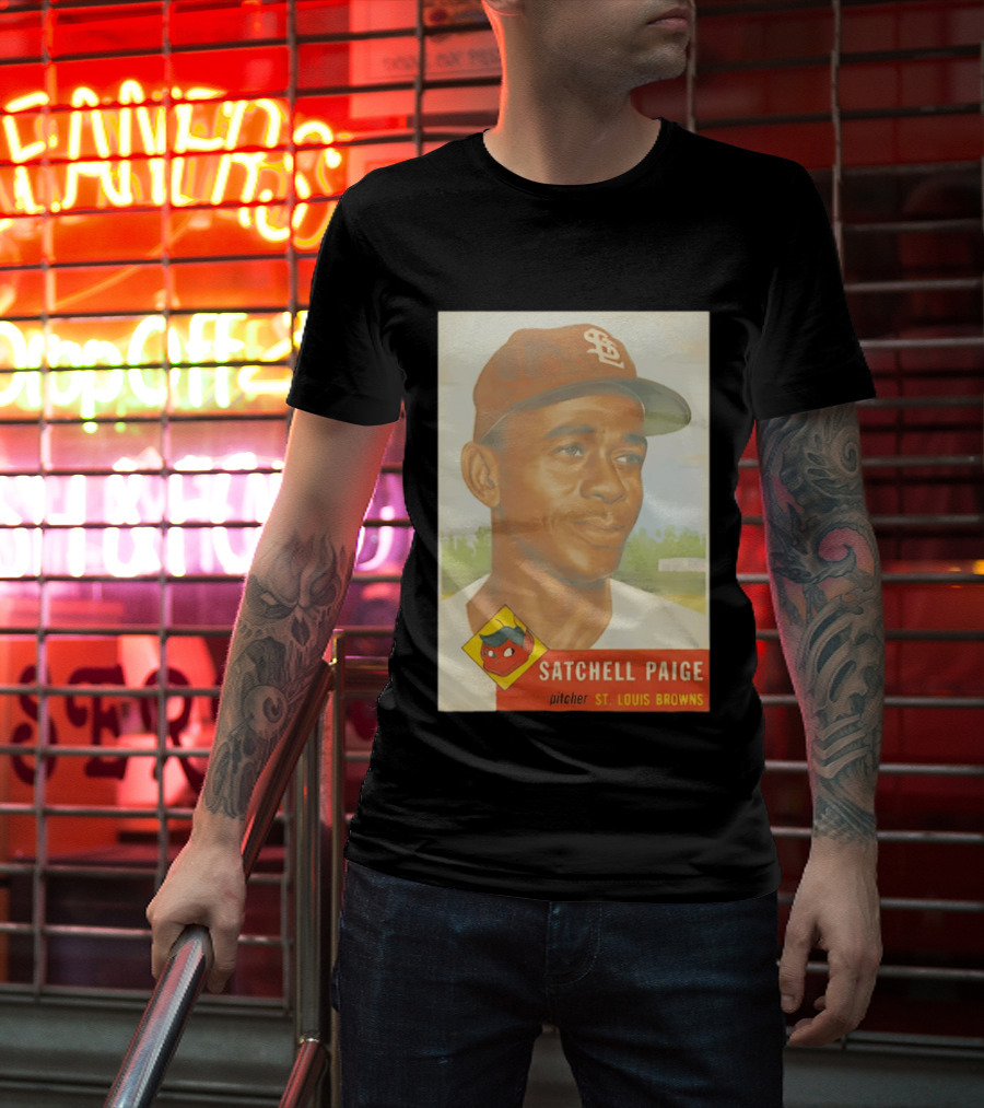 Satchell Paige 1953 Topps St. Louis Browns Pitcher Baseball Card T-Shirt