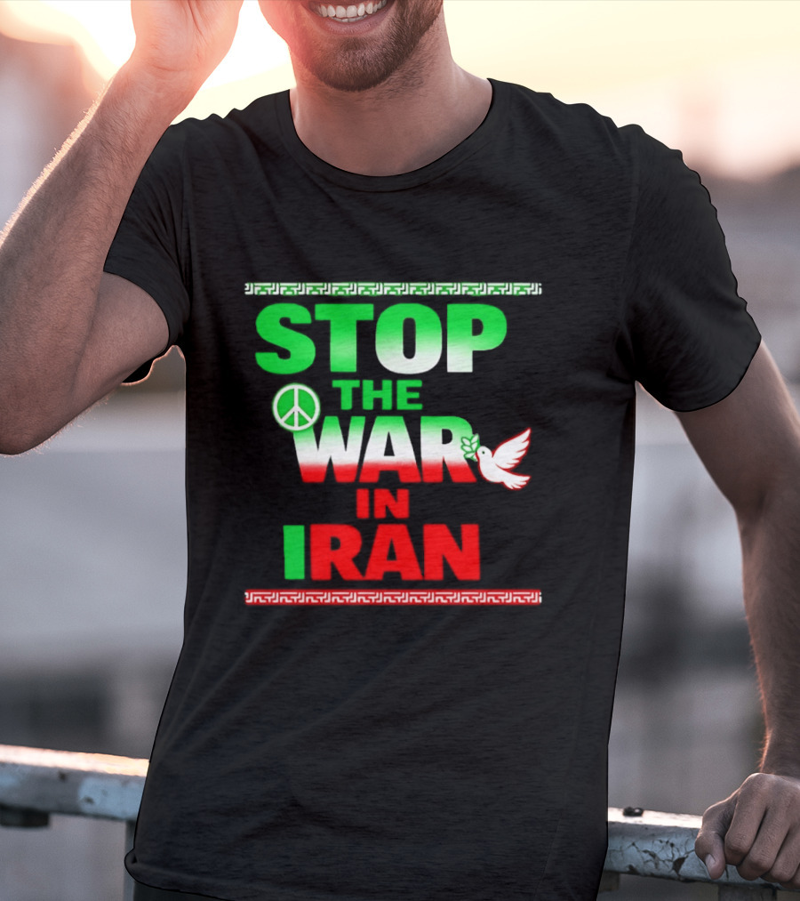 Stop The War In Iran Peace Symbol Dove T-Shirt