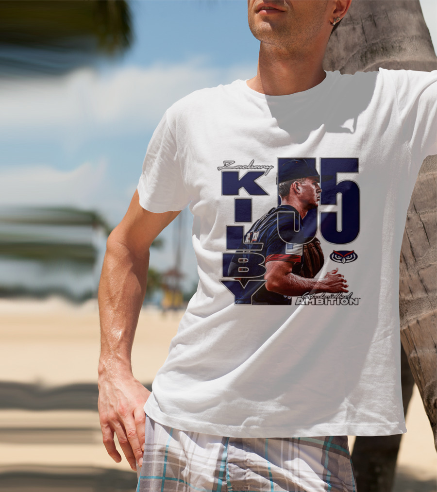 Zach Kilby 55 Baseball Ambition FAU Owls T-Shirt