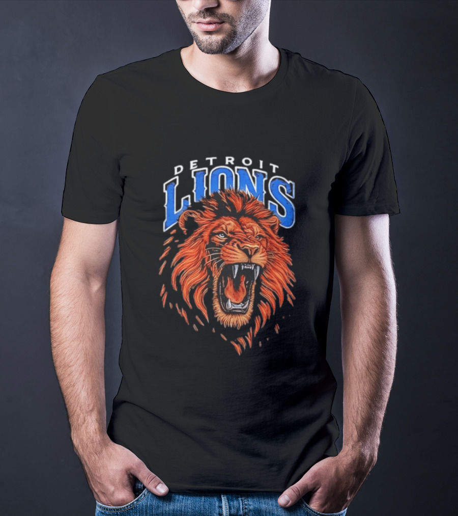 Detroit Lions Roaring Lion Head NFL Team T-Shirt