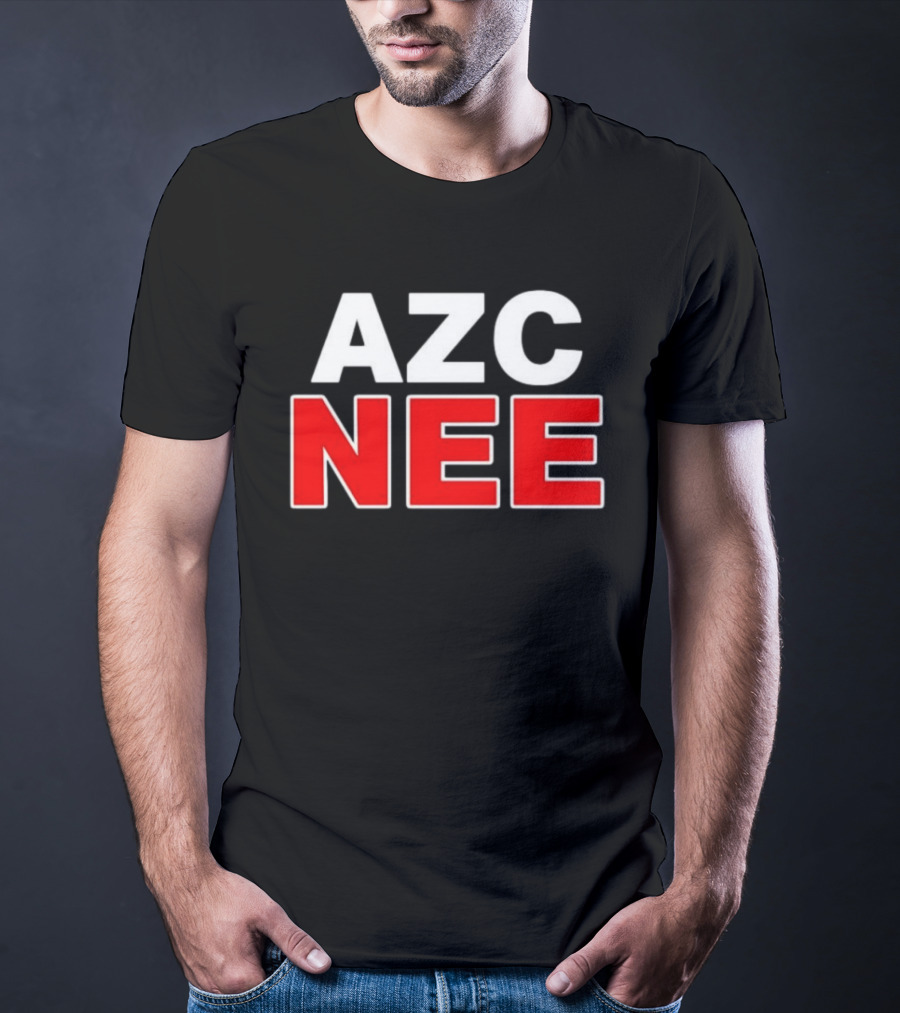 AZC NEE Bold Text White Red Contrast T-Shirt
