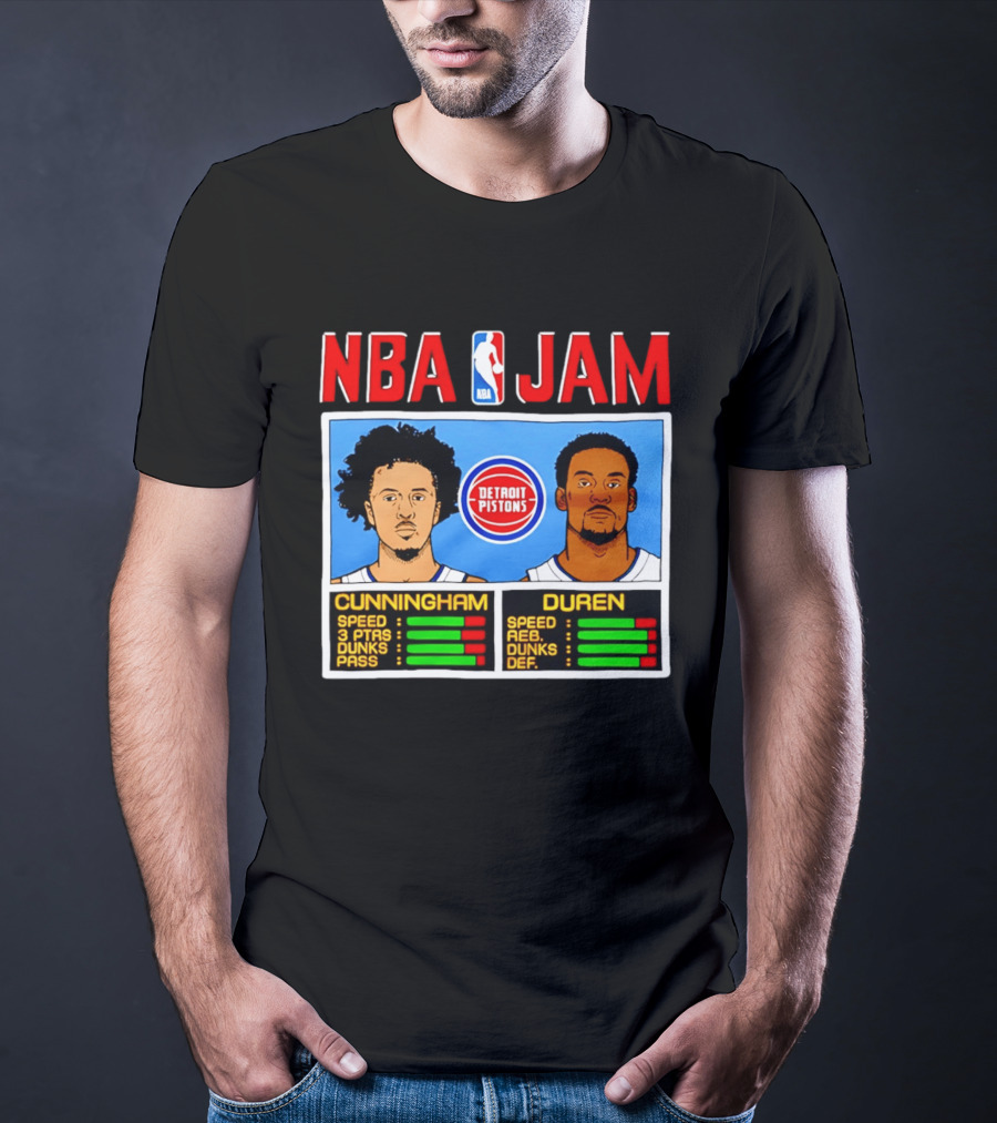 NBA Jam Detroit Pistons Cade Cunningham Jalen Duren Stats T-Shirt
