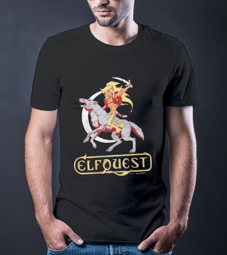 ElfQuest Cutter Riding Wolf Moon Fantasy T-Shirt