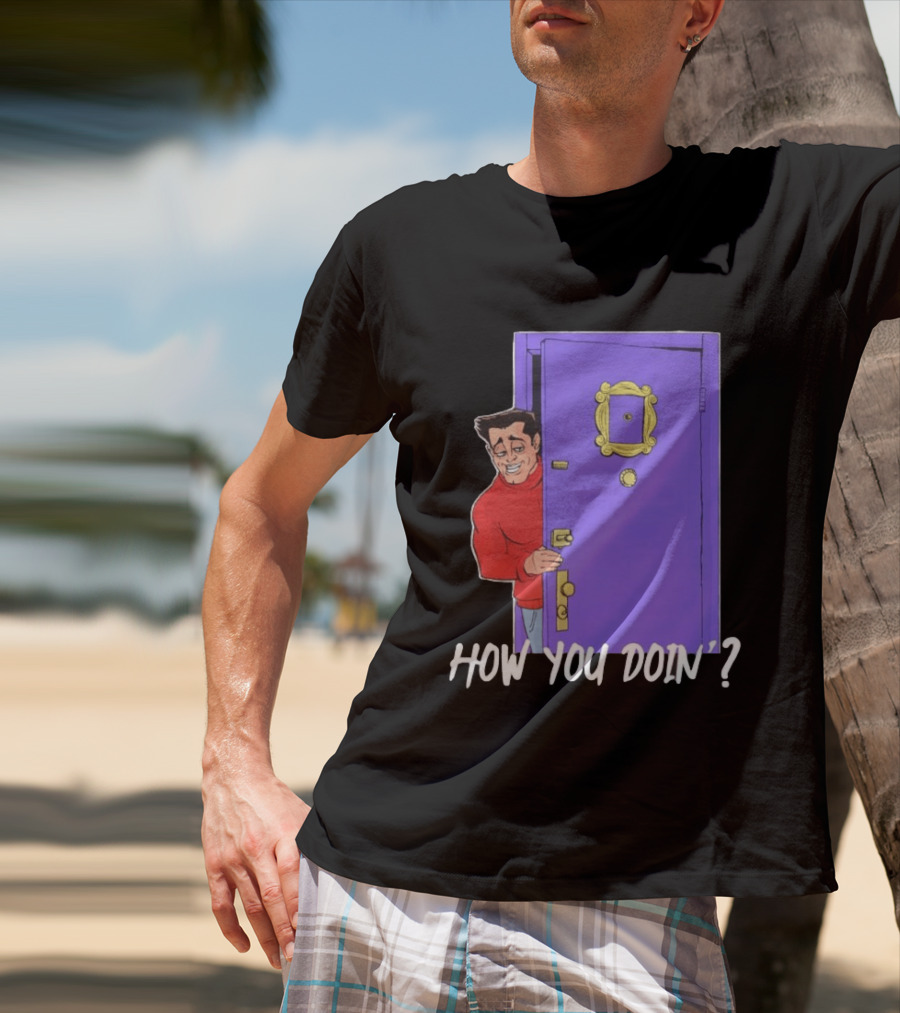 Joey Tribbiani How You Doin Cartoon Purple Door Iconic Phrase T-Shirt