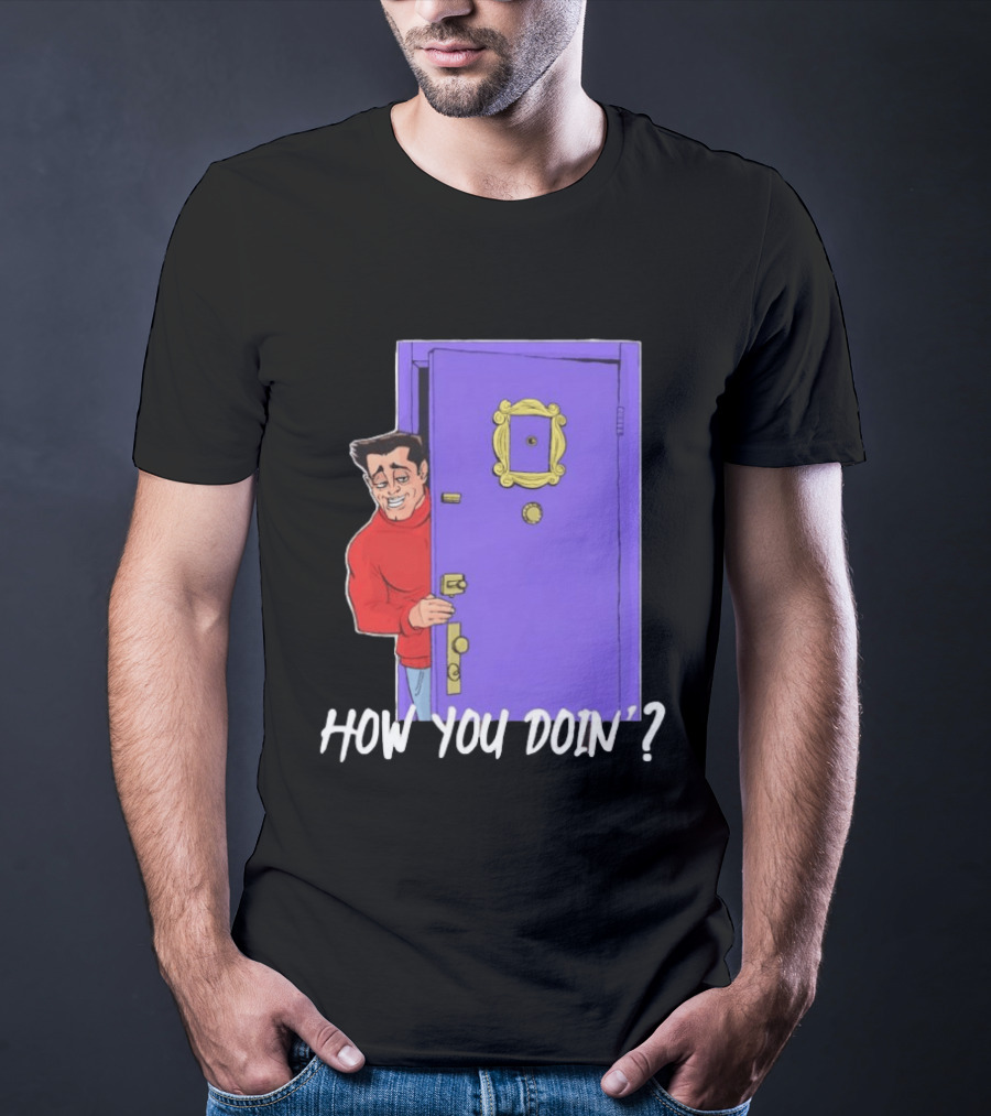 Joey Tribbiani How You Doin Cartoon Purple Door Iconic Phrase T-Shirt