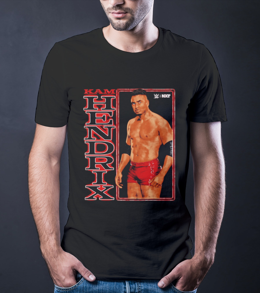 Kam Hendrix WWE NXT Vertical Name Red Trunks T-Shirt